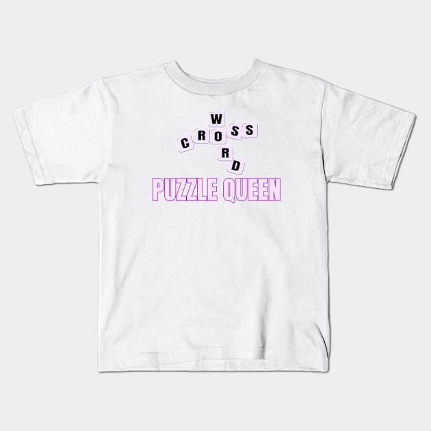 Crossword Puzzle Queen Kids T-Shirt by HobbyAndArt